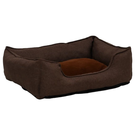 Hundebett Braun 85,5X70X23 Cm Fleece Leinenoptik 85.5 x 70 x 23 cm-B&B Shop - 2000 Stockerau