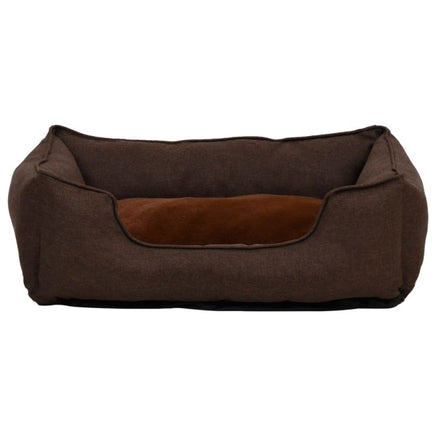 Hundebett Braun 85,5X70X23 Cm Fleece Leinenoptik 85.5 x 70 x 23 cm-B&B Shop - 2000 Stockerau
