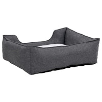 Hundebett Grau-Weiß 85,5X70X23 Cm Fleece Leinenoptik Grau und Weiß 85.5 x 70 x 23 cm-B&B Shop - 2000 Stockerau