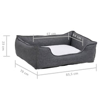 Hundebett Grau-Weiß 85,5X70X23 Cm Fleece Leinenoptik Grau und Weiß 85.5 x 70 x 23 cm-B&B Shop - 2000 Stockerau