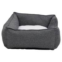 Hundebett Grau-Weiß 85,5X70X23 Cm Fleece Leinenoptik Grau und Weiß 85.5 x 70 x 23 cm-B&B Shop - 2000 Stockerau