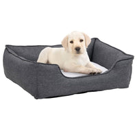 Hundebett Grau-Weiß 85,5X70X23 Cm Fleece Leinenoptik Grau und Weiß 85.5 x 70 x 23 cm-B&B Shop - 2000 Stockerau