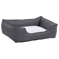Hundebett Grau-Weiß 85,5X70X23 Cm Fleece Leinenoptik Grau und Weiß 85.5 x 70 x 23 cm-B&B Shop - 2000 Stockerau