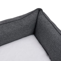 Hundebett Grau-Weiß 85,5X70X23 Cm Fleece Leinenoptik Grau und Weiß 85.5 x 70 x 23 cm-B&B Shop - 2000 Stockerau