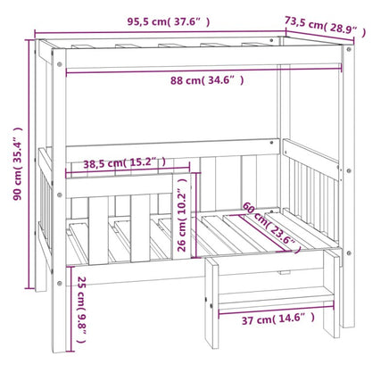 Hundebett Schwarz 95,5X73,5X90 Cm Massivholz Kiefer-B&B Shop - 2000 Stockerau