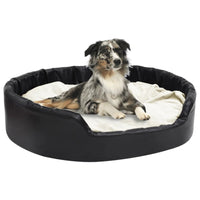 Hundebett Schwarz-Beige 99X89X21 Cm Plüsch Und Kunstleder 99 x 89 x 21 cm-B&B Shop - 2000 Stockerau