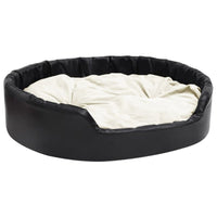 Hundebett Schwarz-Beige 99X89X21 Cm Plüsch Und Kunstleder 99 x 89 x 21 cm-B&B Shop - 2000 Stockerau