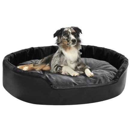 Hundebett Schwarz-Dunkelgrau 90X79X20 Cm Plüsch Und Kunstleder-B&B Shop - 2000 Stockerau