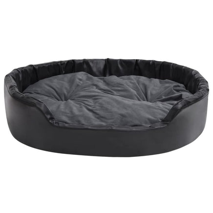 Hundebett Schwarz-Dunkelgrau 99X89X21 Cm Plüsch Und Kunstleder-B&B Shop - 2000 Stockerau