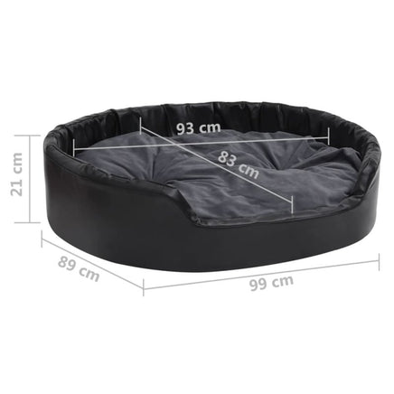 Hundebett Schwarz-Dunkelgrau 99X89X21 Cm Plüsch Und Kunstleder-B&B Shop - 2000 Stockerau