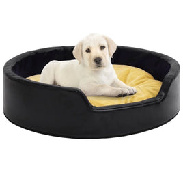 Hundebett Schwarz-Gelb 99X89X21 Cm Plüsch Und Kunstleder-B&B Shop - 2000 Stockerau