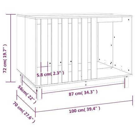Hundehütte Schwarz 100X70X72 Cm Massivholz Kiefer-B&B Shop - 2000 Stockerau