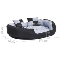Hundekissen Wendbar Und Waschbar Grau Und Schwarz 110X80X23 Cm-B&B Shop - 2000 Stockerau