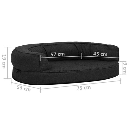 Hundematratze Ergonomisch 75X53 Cm Leinenoptik Fleece Schwarz-B&B Shop - 2000 Stockerau