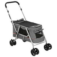 Hundewagen Faltbar Grau 100X49X96 Cm Leinenstoff-B&B Shop - 2000 Stockerau