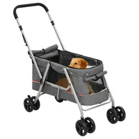 Hundewagen Faltbar Grau 100X49X96 Cm Leinenstoff-B&B Shop - 2000 Stockerau