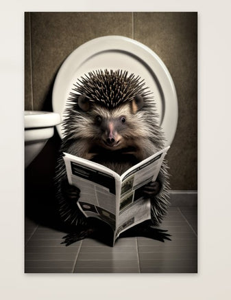 Igel sitzt auf der Toilette und liest eine Zeitung, Poster für Bad oder Toilette, (inkl. Versand)-B&B Shop - 2000 Stockerau