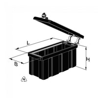 Staubox Typ R01, Kunststoff, L650 x B245 x H310 mm Werkzeugkasten, Zurrgurtbox