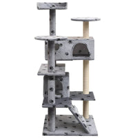 Katzen-Kratzbaum 125 Cm Pfoten-Aufdruck Grau Grau mit Pfotenabdruck 67 x 67 x 125 cm-B&B Shop - 2000 Stockerau