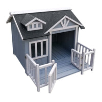 Luxus XL Hundehütte Hundehaus Holz Balkon Terrasse, 93,5 x 105 x 77,5 cm-B&B Shop - 2000 Stockerau
