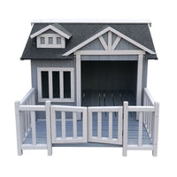 Luxus XL Hundehütte Hundehaus Holz Balkon Terrasse, 93,5 x 105 x 77,5 cm-B&B Shop - 2000 Stockerau