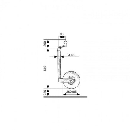 Stützrad Ø 48 mm, Stützlast 150 kg, Metallfelge, mit Stützlastanzeige-B&B Shop - 2000 Stockerau