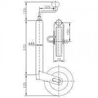 Stützrad Ø 48 mm, Stützlast 150kg, Kunststofffelge, mit integrierter Bremsfunktion-B&B Shop - 2000 Stockerau