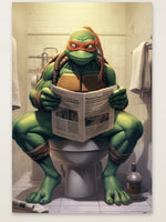 Turtle sitzt auf der Toilette und liest eine Zeitung, Poster für Bad oder Toilette, (inkl. Versand)-B&B Shop - 2000 Stockerau