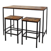 Werkstatt Vintage Bartisch 120x60x90cm mit 2 Barhockern stabiles Metallgestell-B&B Shop - 2000 Stockerau