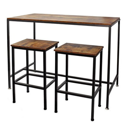 Werkstatt Vintage Bartisch 120x60x90cm mit 2 Barhockern stabiles Metallgestell-B&B Shop - 2000 Stockerau