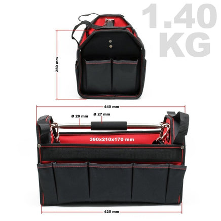Werkzeugtasche Größe XL mit Schultergurt und Tragegriff, Werkzeugkasten, Werkzeugkiste mobile-B&B Shop - 2000 Stockerau